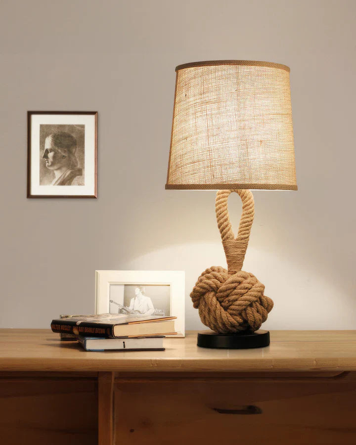 Rustic hemp rope table lamp