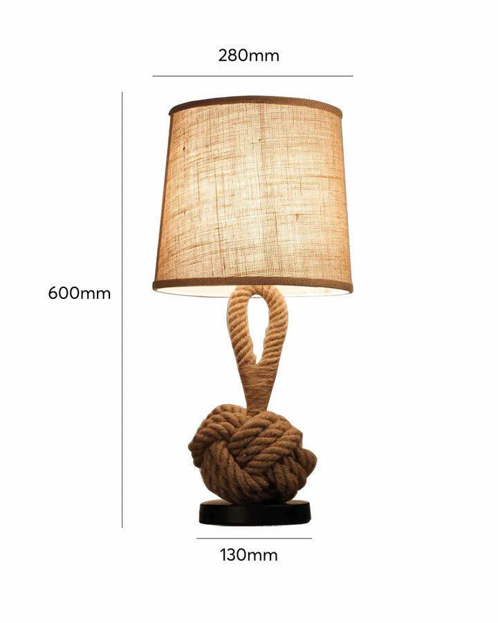 Rustic hemp rope table lamp