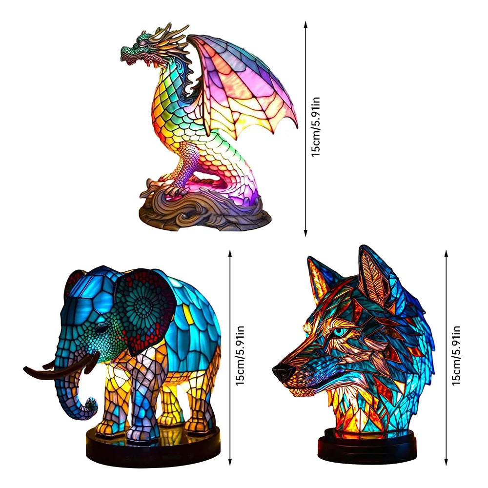 Tierglanz | lampe mit buntglas von tieren