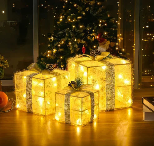 Goldglanz-geschenkbox-set –– elegante geschenkverpackung für das perfekte weihnachtsgeschenk