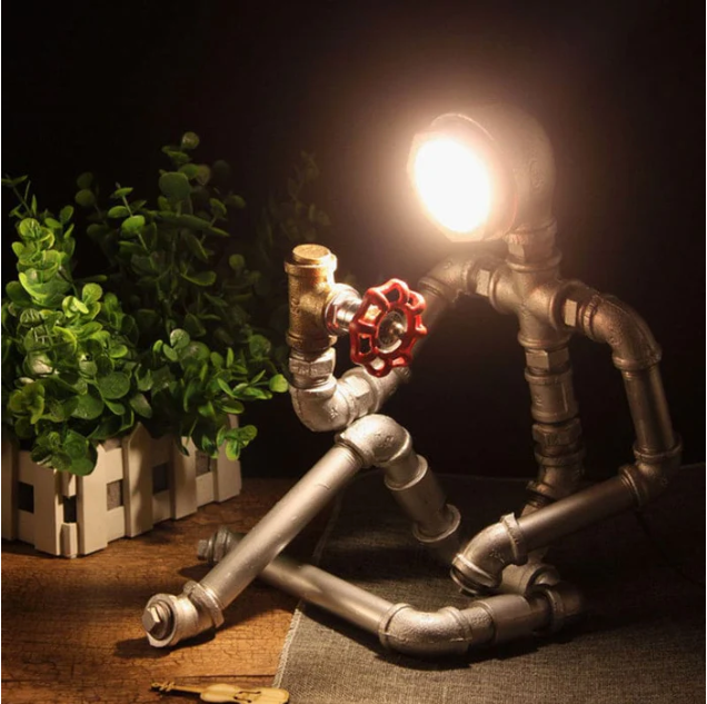 Lightcraft - industrielle eisenrohr-tischlampe