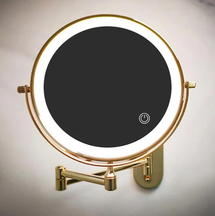 Gold Wiederaufladbarer LED Vergrößerungsspiegel für Makeup und Badezimmer