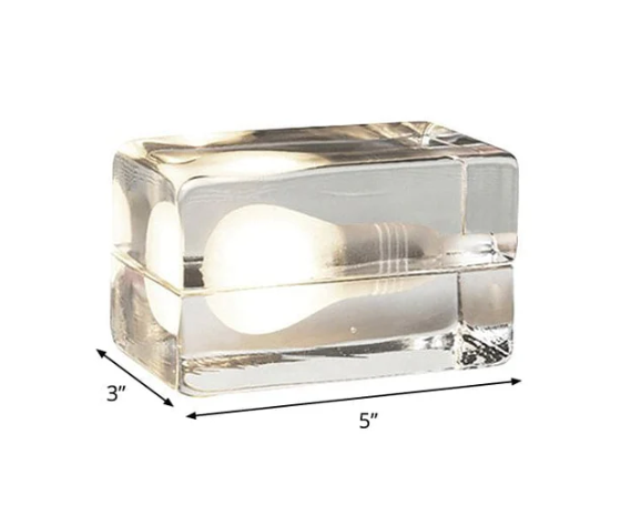 Brightcube - minimalistische tischlampe mit transparentem glaskubus