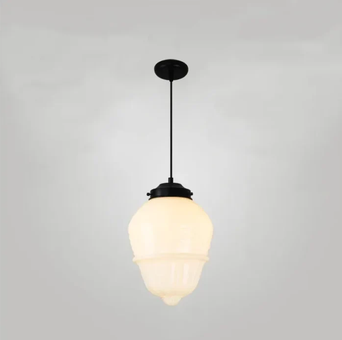 Vintage Weiß Milchglas Geometrische Jar Pendelleuchte