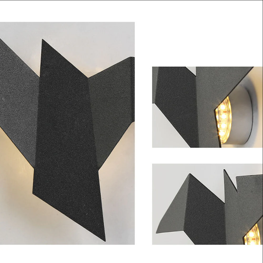 Kreative wandleuchte aus eisen in vogelform