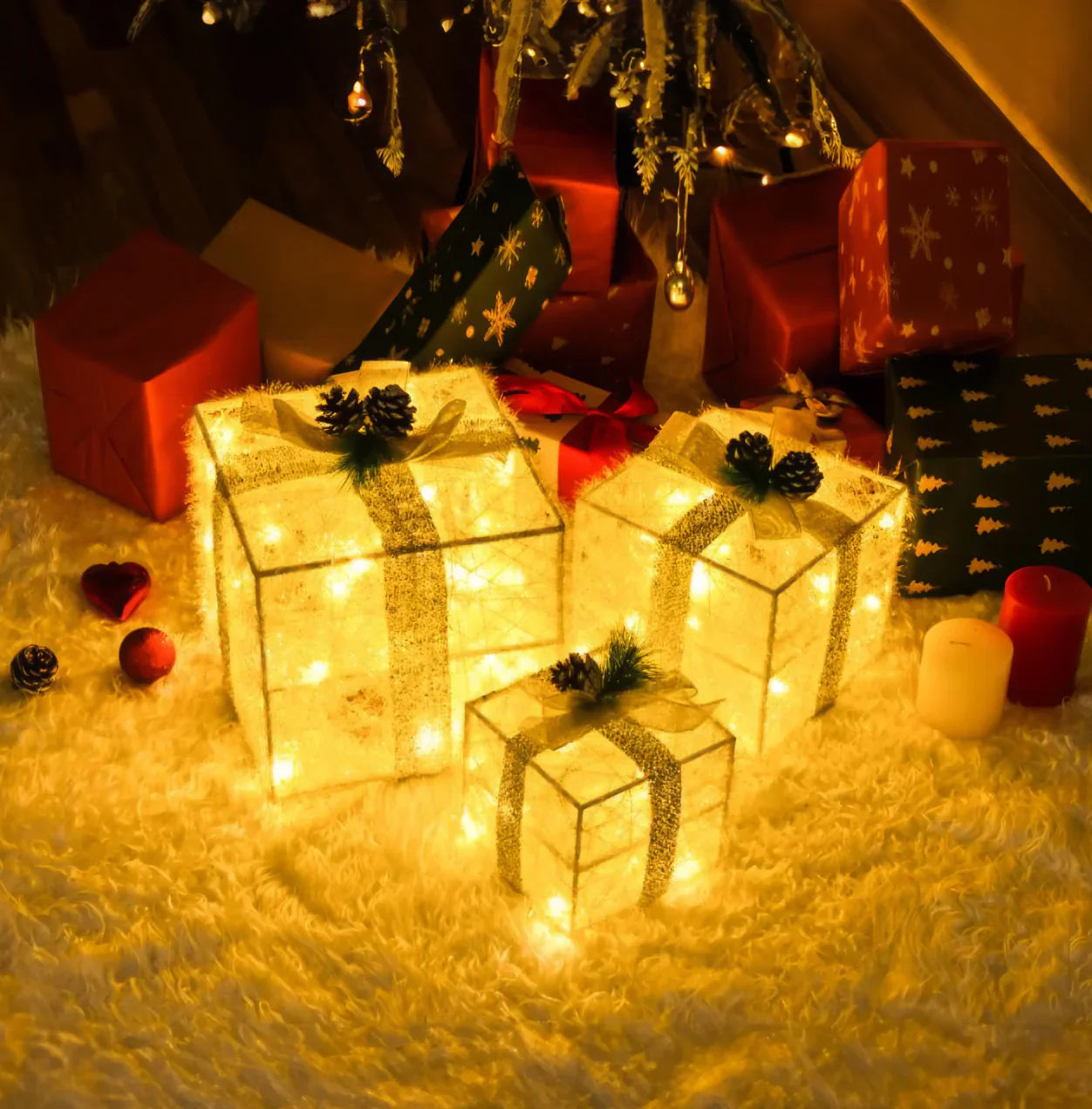 Goldglanz-geschenkbox-set –– elegante geschenkverpackung für das perfekte weihnachtsgeschenk