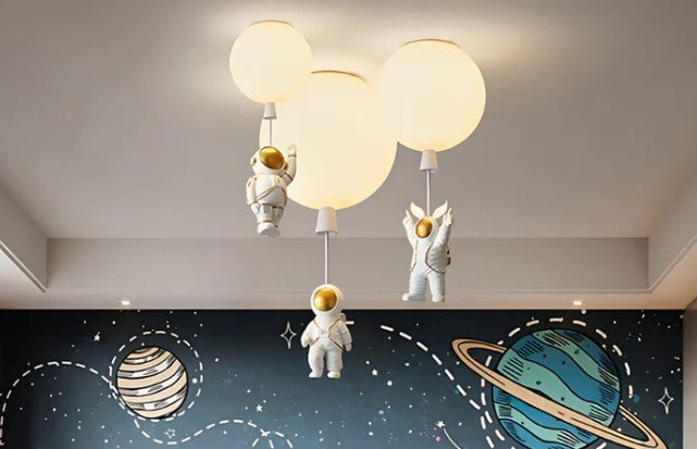 Astronova | moderne led deckenleuchte mit mond- und astronauten-design