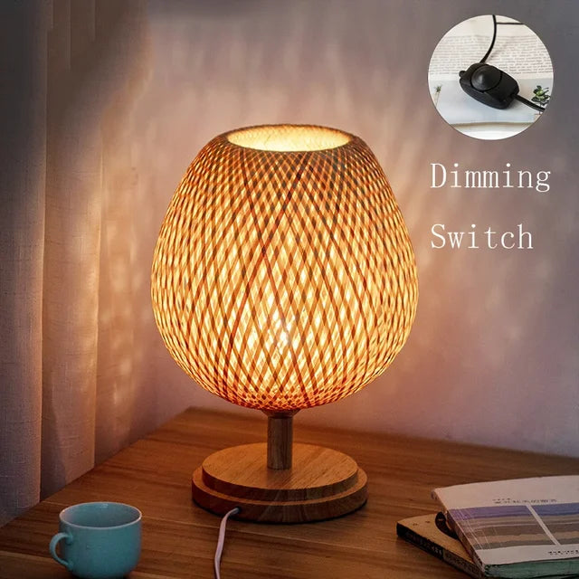 AntiqueBamboo - Vintage-Tischlampe aus Bambus
