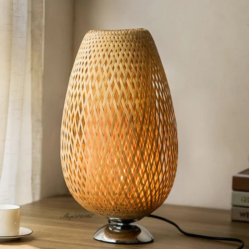 AntiqueBamboo - Vintage-Tischlampe aus Bambus