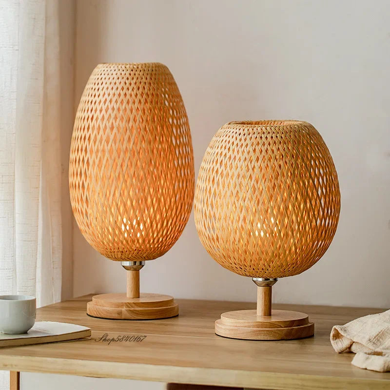 AntiqueBamboo - Vintage-Tischlampe aus Bambus