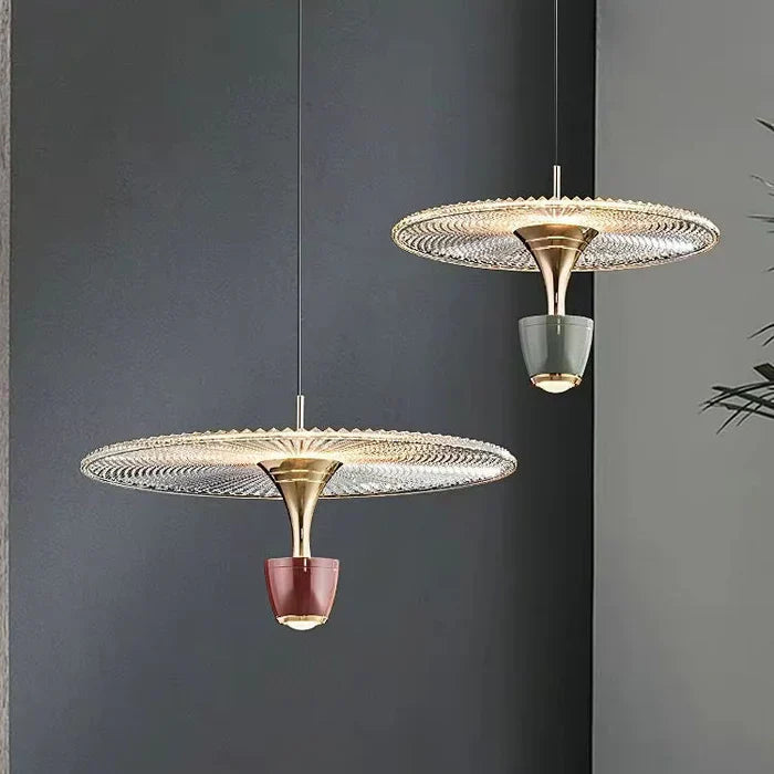 Moderne led pendelleuchte in scheibenform