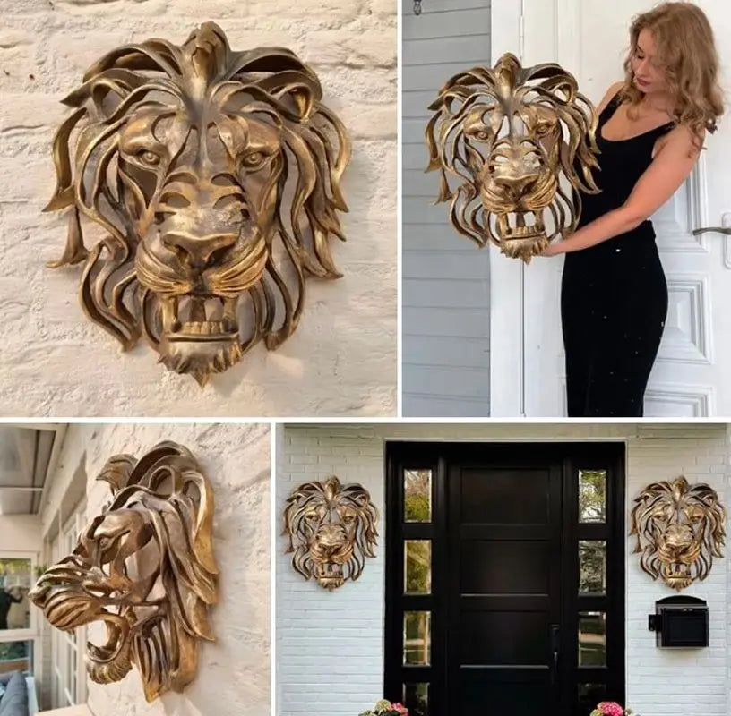 Regalroar lion - löwenkopf wandskulptur