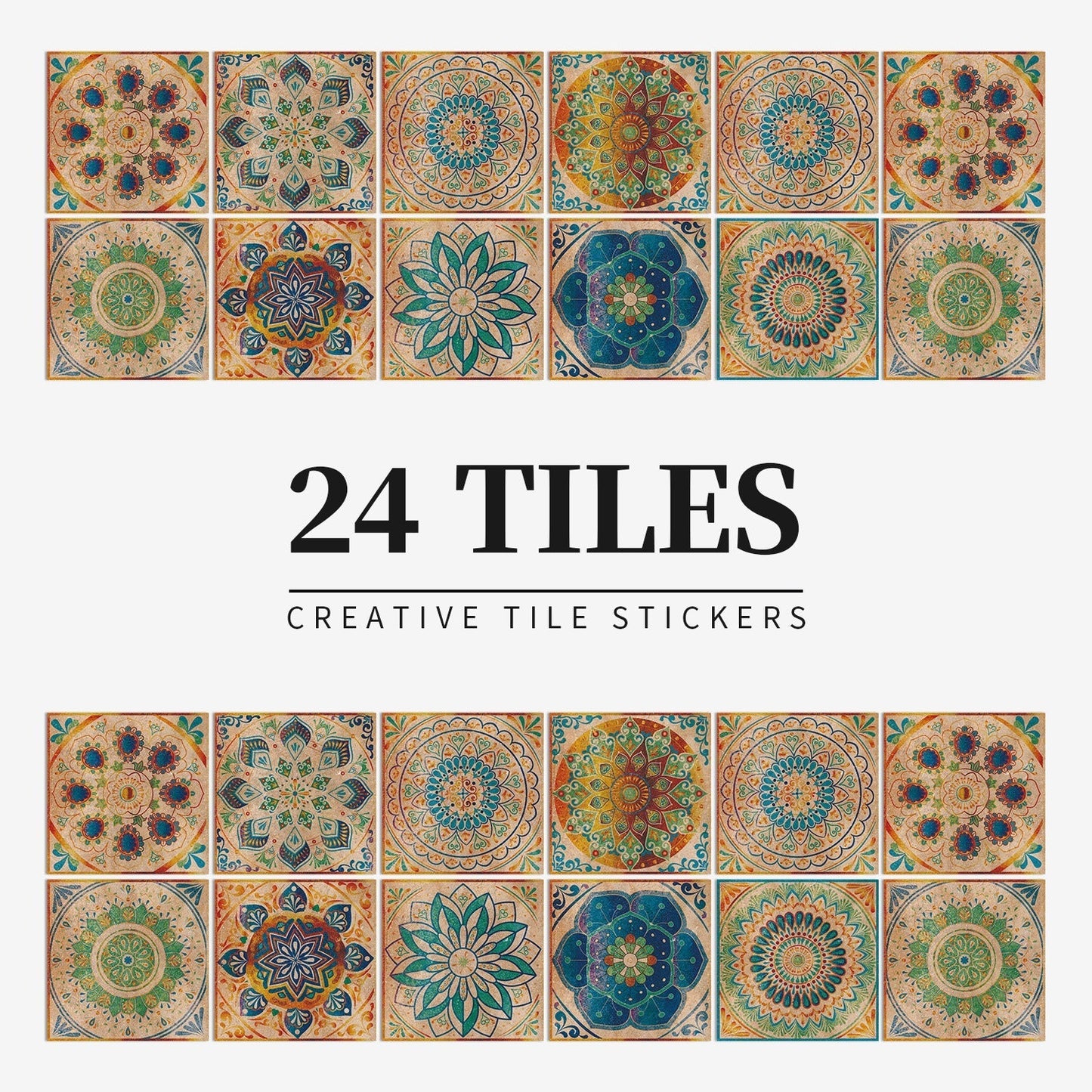 24 Stück europäische mandala-kacheln