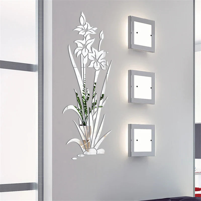 3D wandaufkleber blume kristall gras
