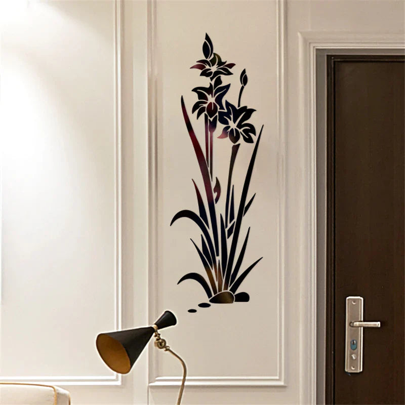 3D wandaufkleber blume kristall gras