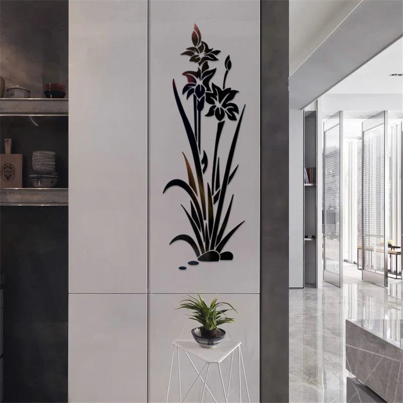 3D wandaufkleber blume kristall gras