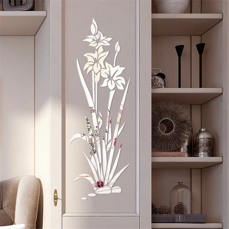 3D wandaufkleber blume kristall gras