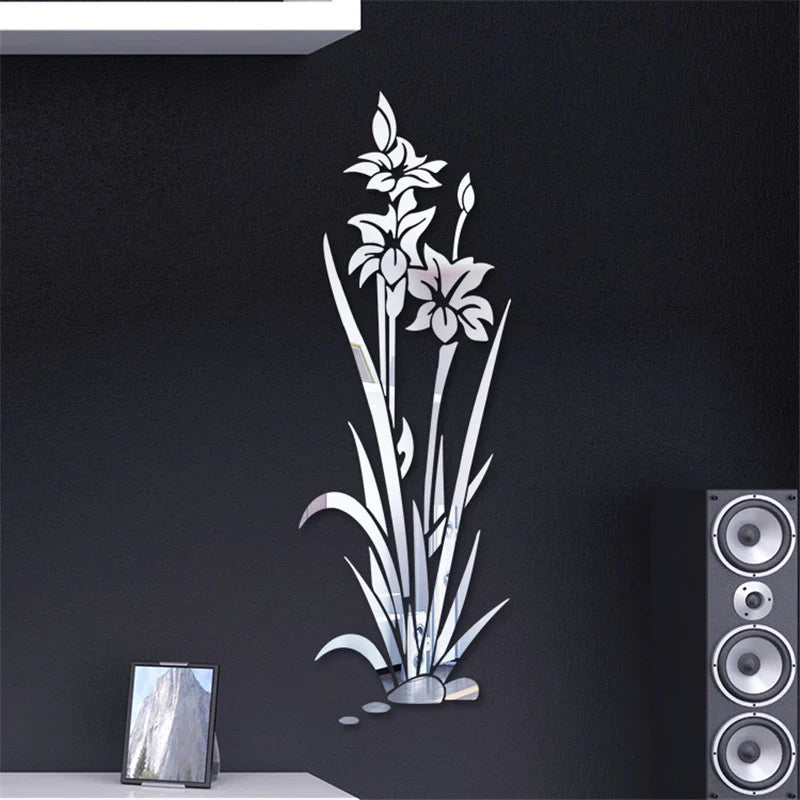 3D wandaufkleber blume kristall gras