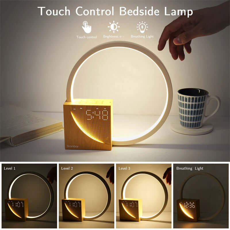 Touch-nachttischlampe und wecker | einzigartiges dekor
