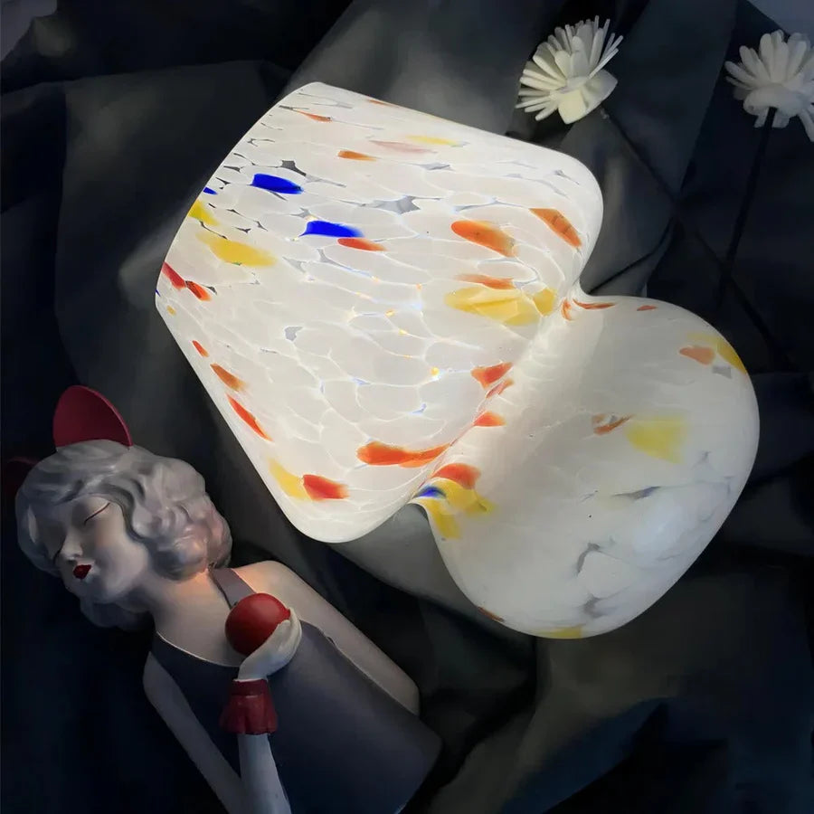 Pilzlampe aus glas – vintage-led-beleuchtung für schlafzimmer und heimdekoration