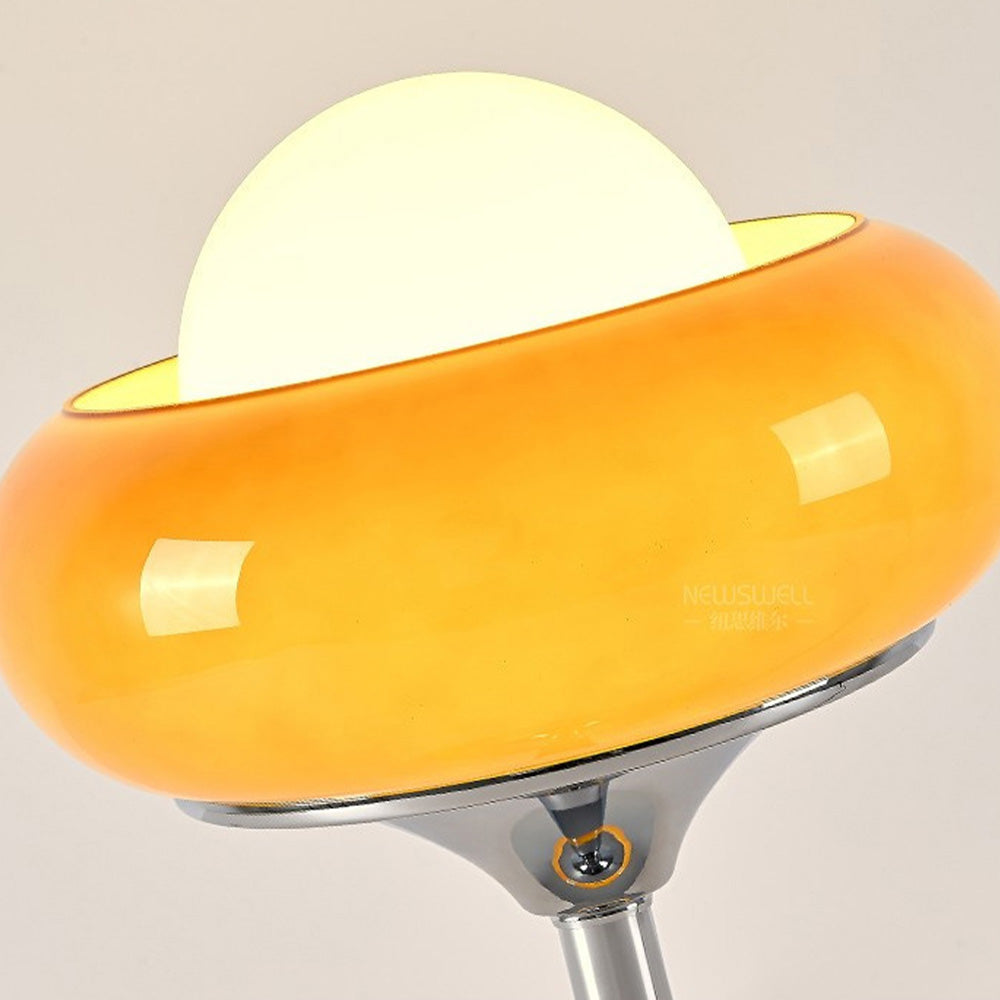 Vintage bauahus glas gelbe tischlampe