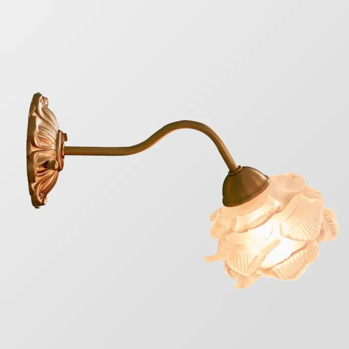 Vintage kupfer blume petal glas wandleuchte