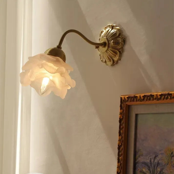 Vintage kupfer blume petal glas wandleuchte