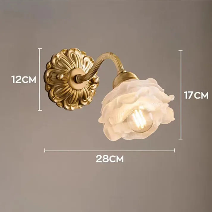 Vintage kupfer blume petal glas wandleuchte