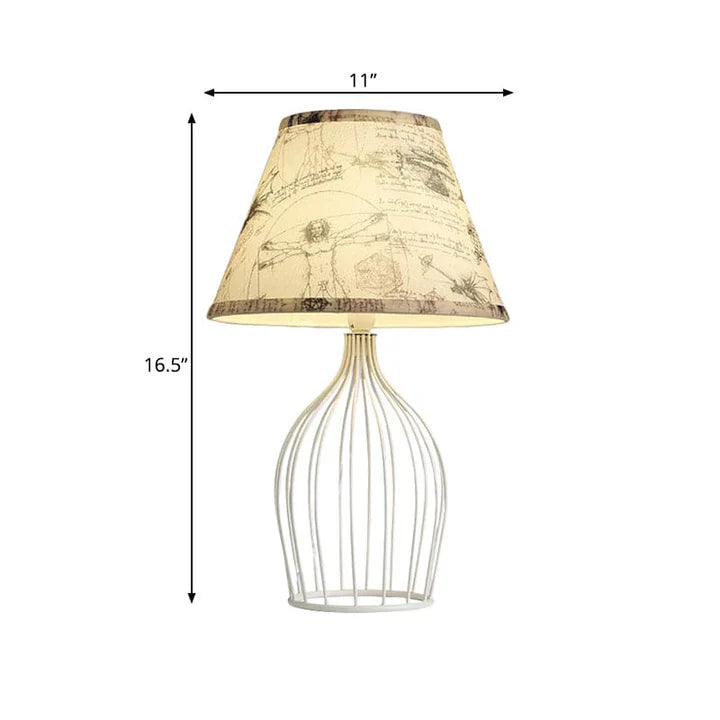 GloLight – traditionelle kegelförmige tischlampe mit metallkäfigsockel