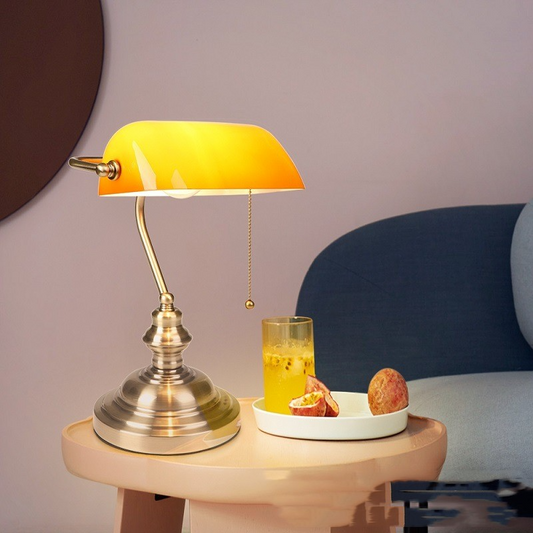 NostalGlow - retro mini schreibtischlampe metall/glas