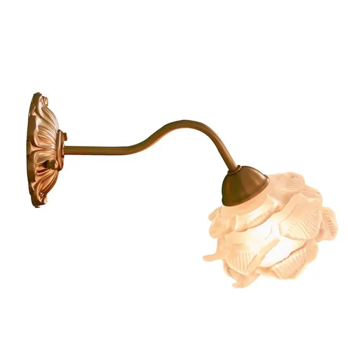Vintage kupfer blume petal glas wandleuchte