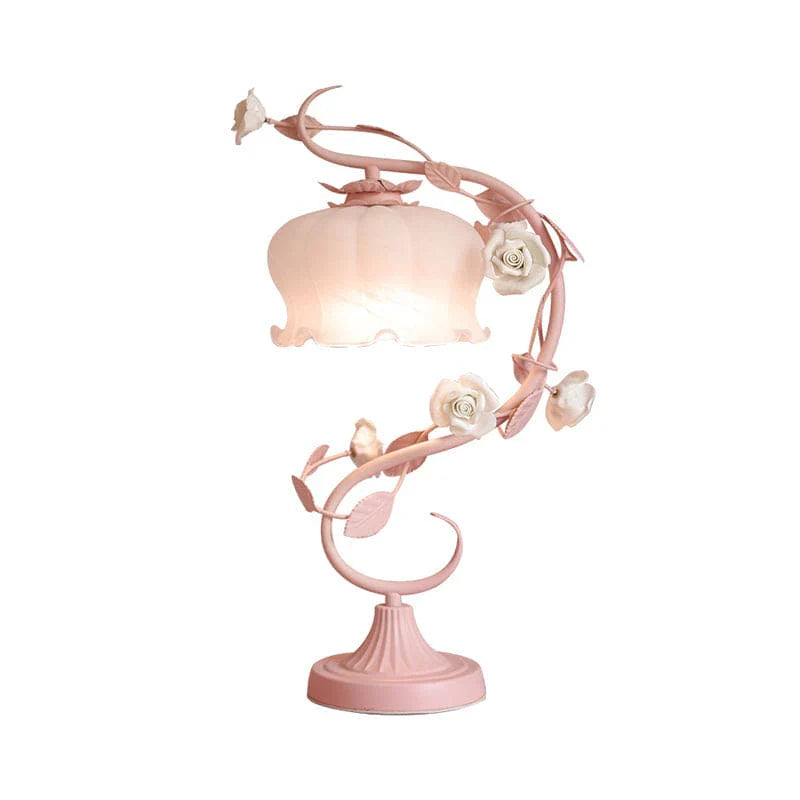 FloraLux - tischlampe im pastoralstil mit keramikrose
