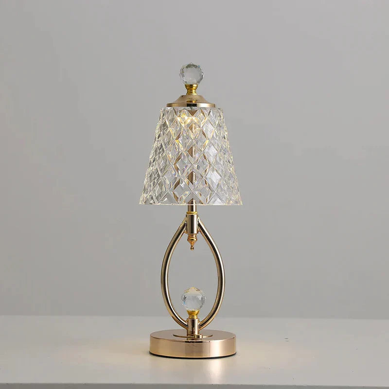 Vintage - goldene tischlampe aus kristall