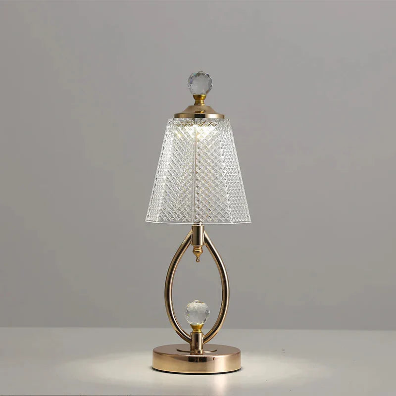 Vintage - goldene tischlampe aus kristall