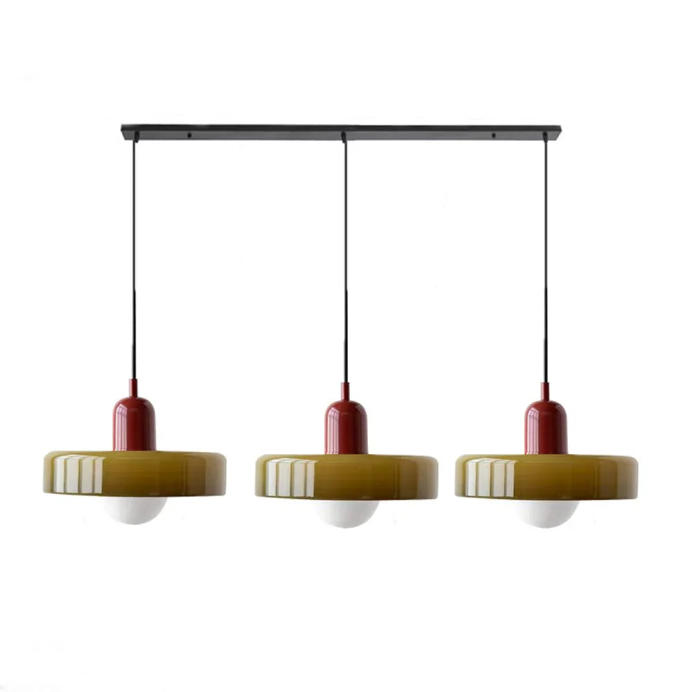 Sonna - 3-köpfige bauhaus-pendelleuchte aus farbigem glas