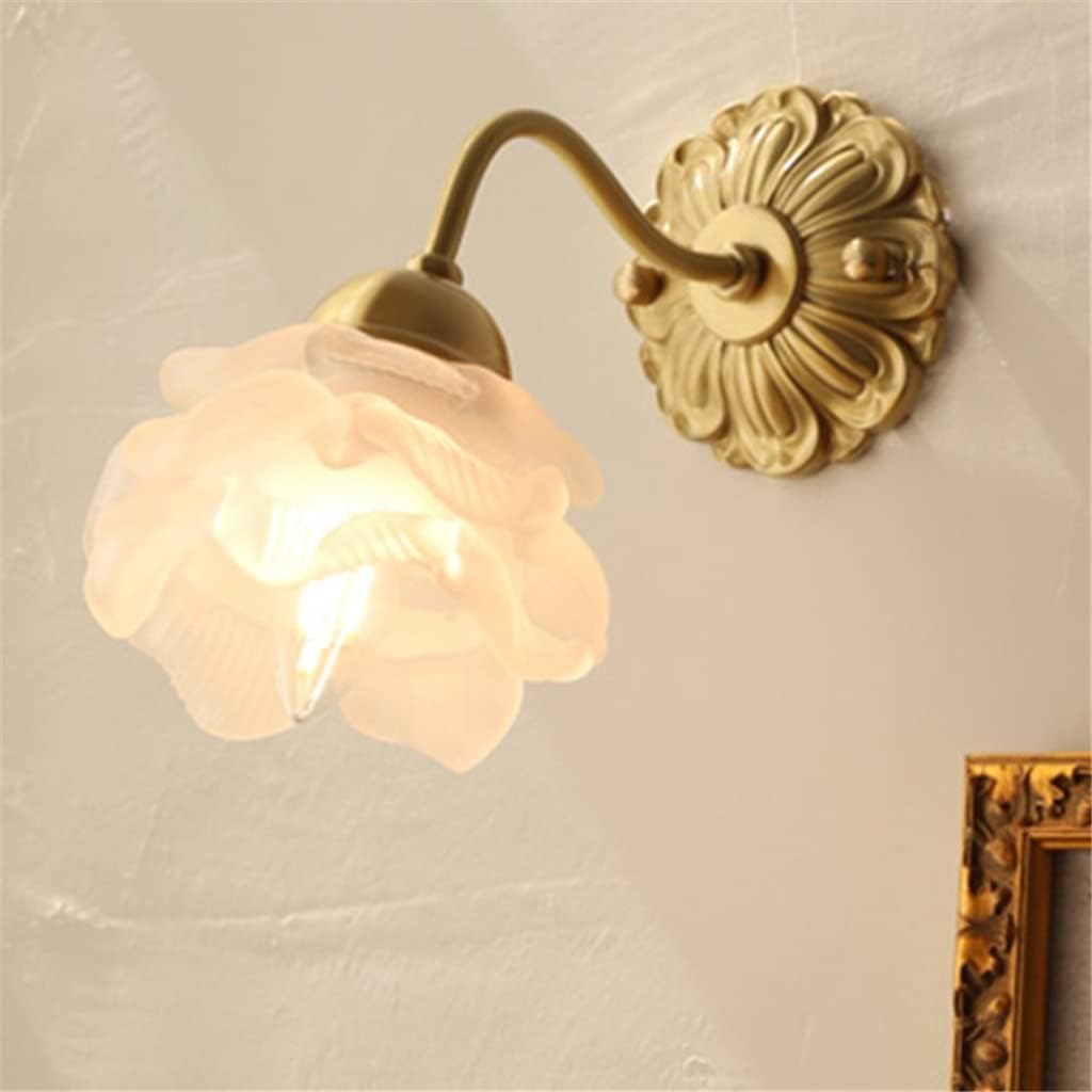 Vintage kupfer blume petal glas wandleuchte