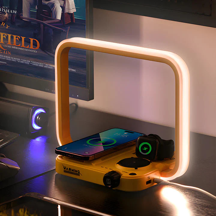 TechGlow – 3-in-1-tischlampe mit kabellosem ladegerät, rgb-beleuchtung und timer
