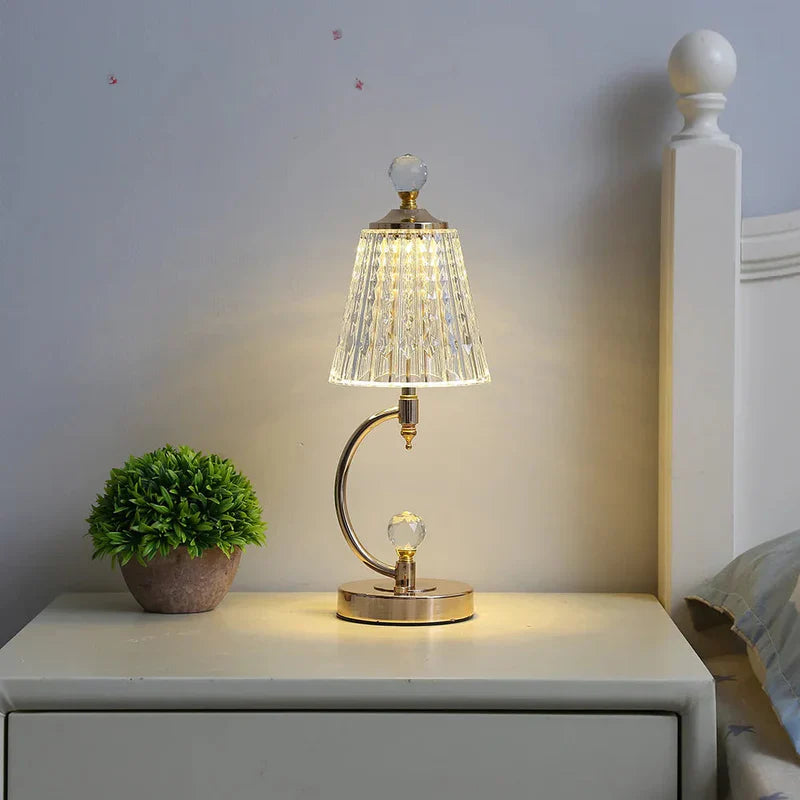 Vintage - goldene tischlampe aus kristall