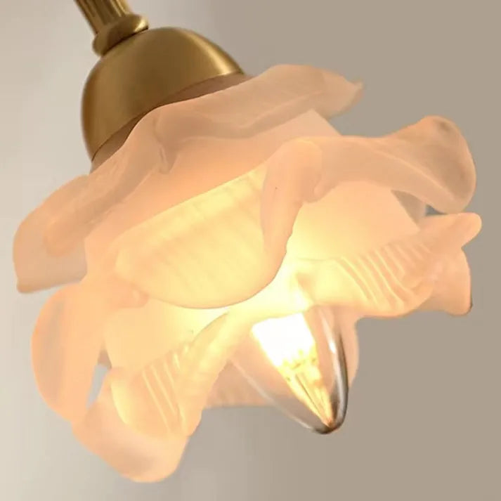 Vintage kupfer blume petal glas wandleuchte