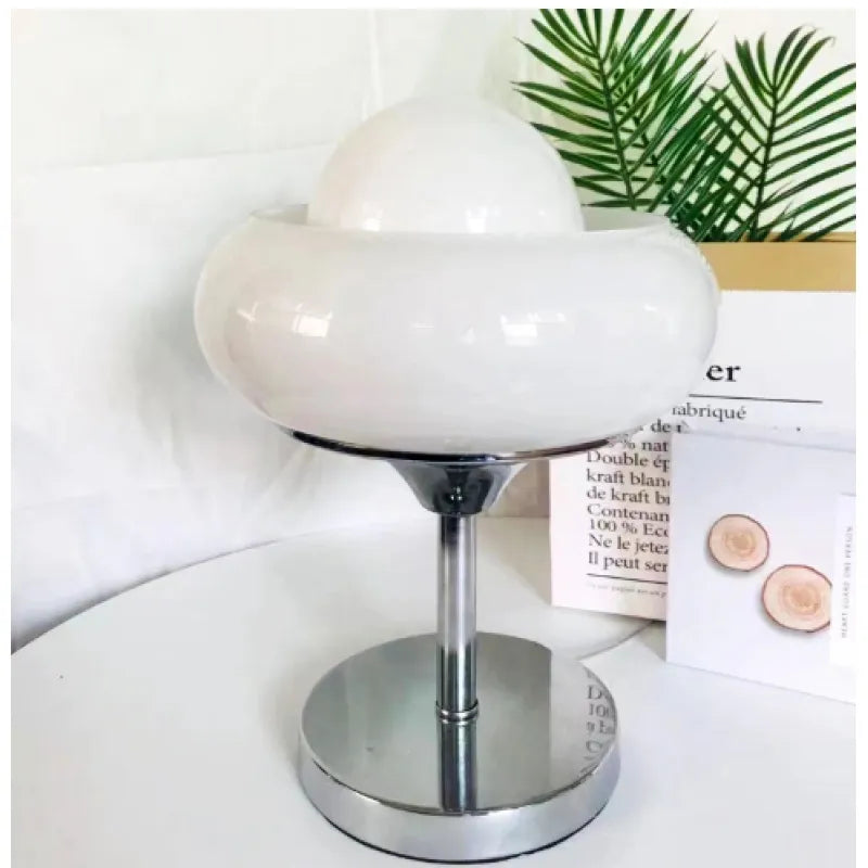 Vintage bauahus glas gelbe tischlampe