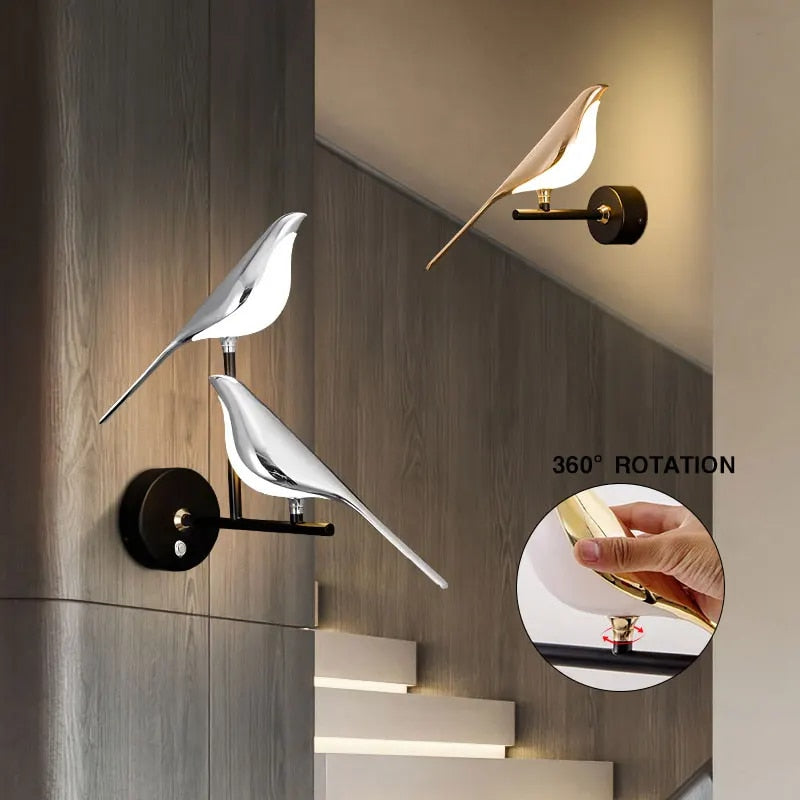 Wingspan - vogel wandleuchte 360° drehbar