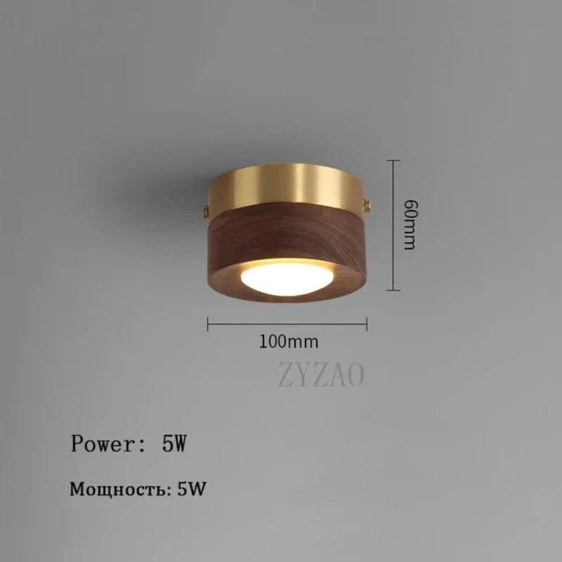 WoodenGlow - walnuss-deckenleuchte mit LED-flutlicht