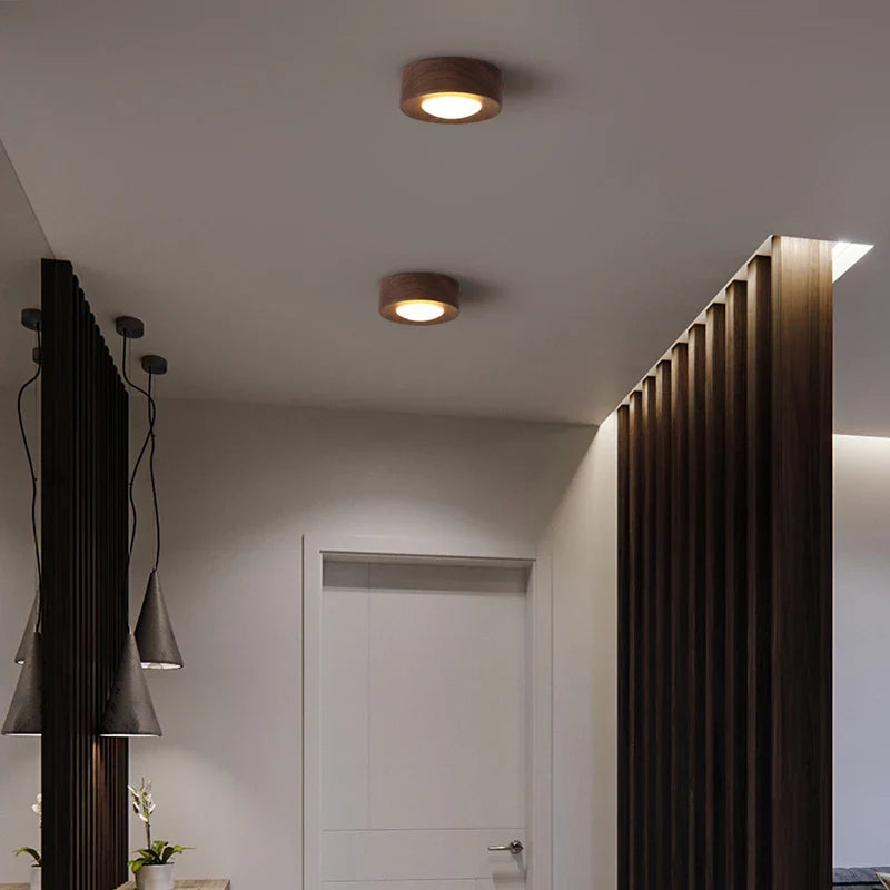 WoodenGlow - walnuss-deckenleuchte mit LED-flutlicht