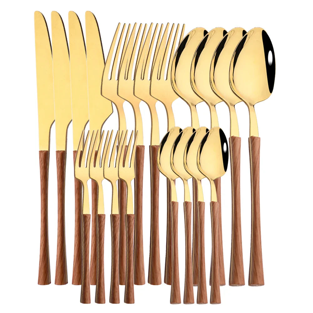 Rusticdining | edelstahl-besteck mit holzgriffen