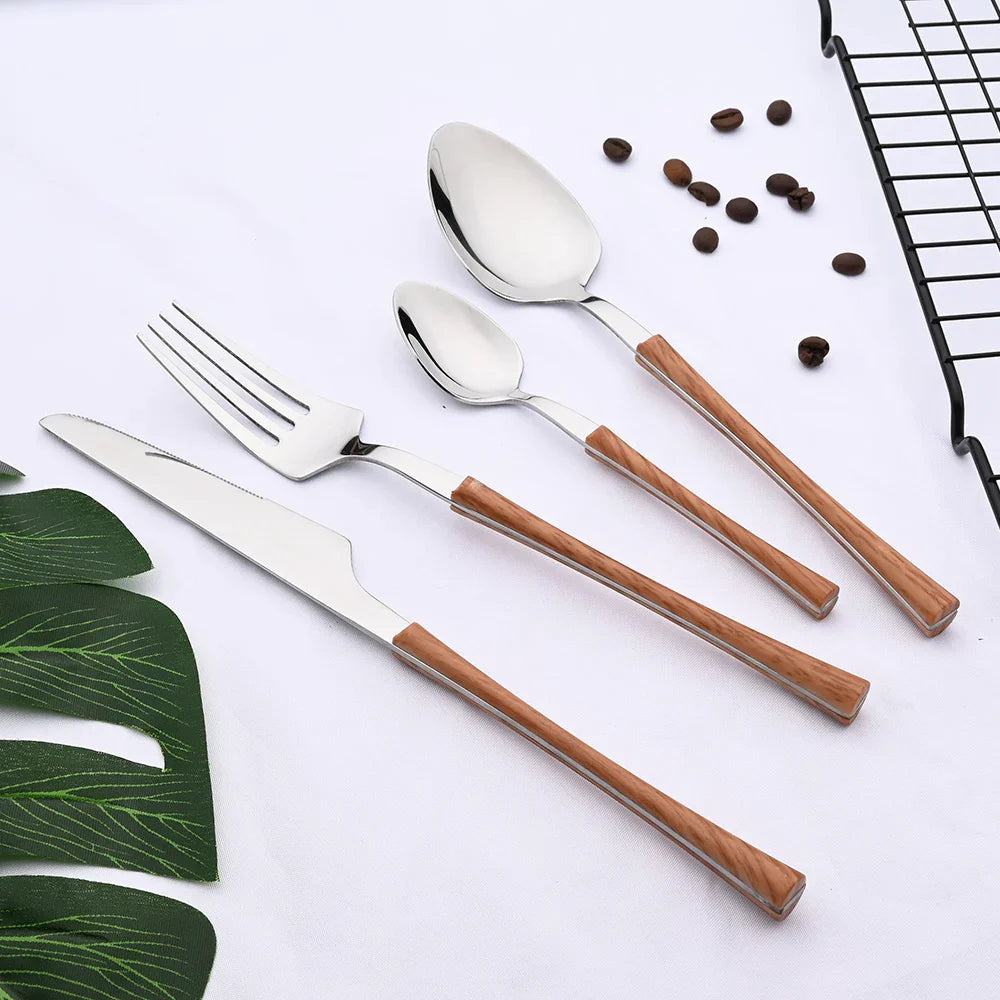 Rusticdining | edelstahl-besteck mit holzgriffen