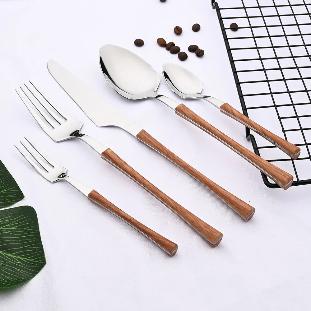 Rusticdining | edelstahl-besteck mit holzgriffen