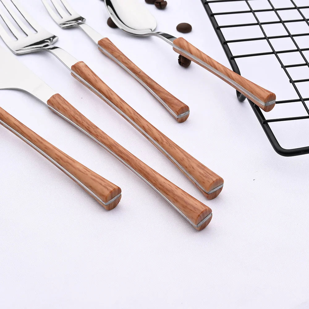 Rusticdining | edelstahl-besteck mit holzgriffen