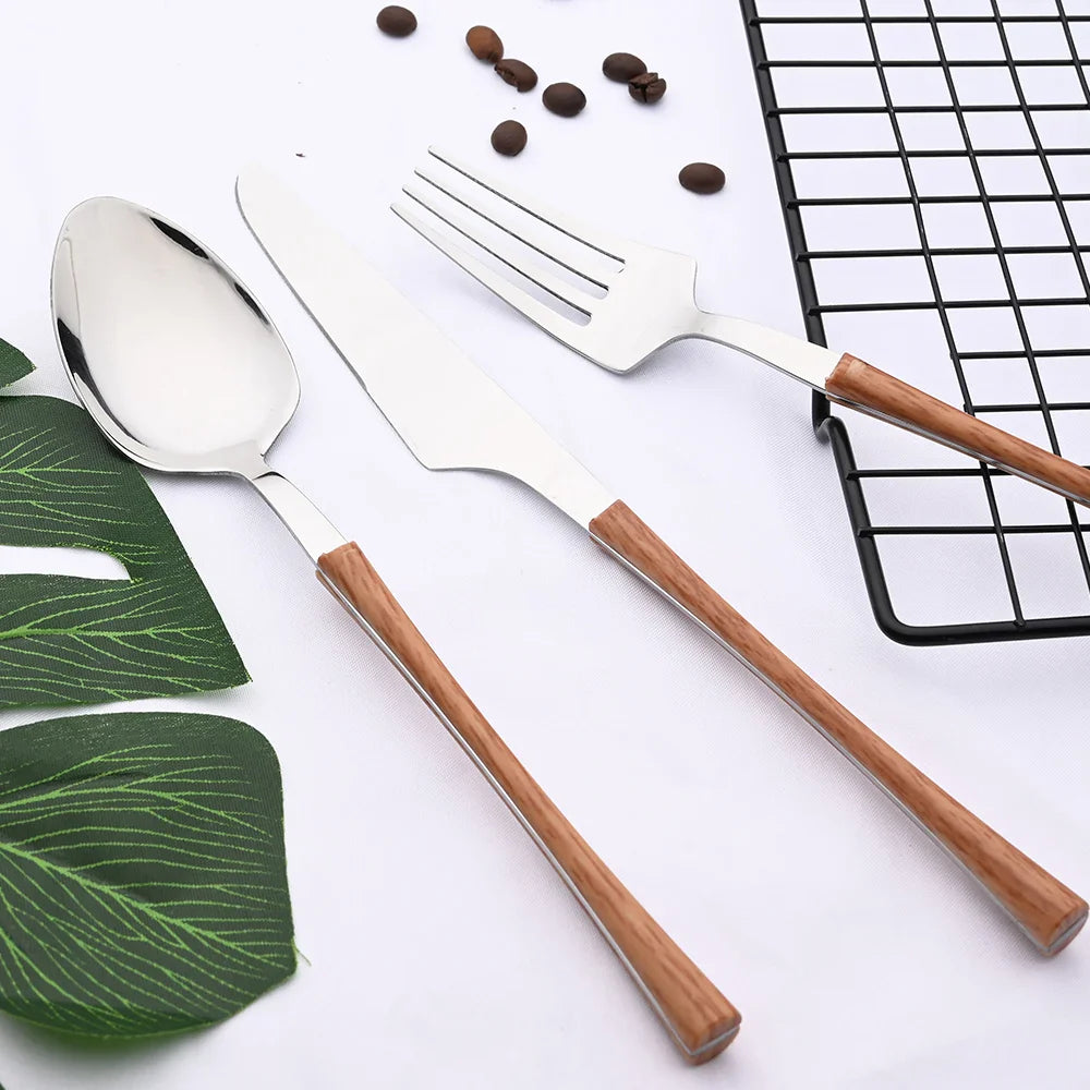 Rusticdining | edelstahl-besteck mit holzgriffen