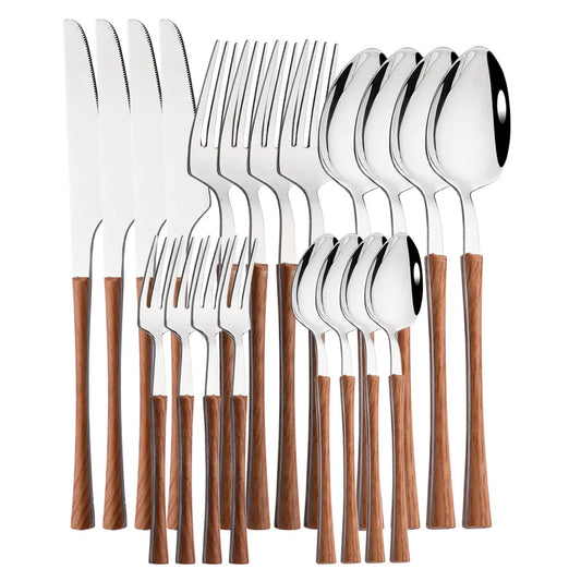 Rusticdining | edelstahl-besteck mit holzgriffen