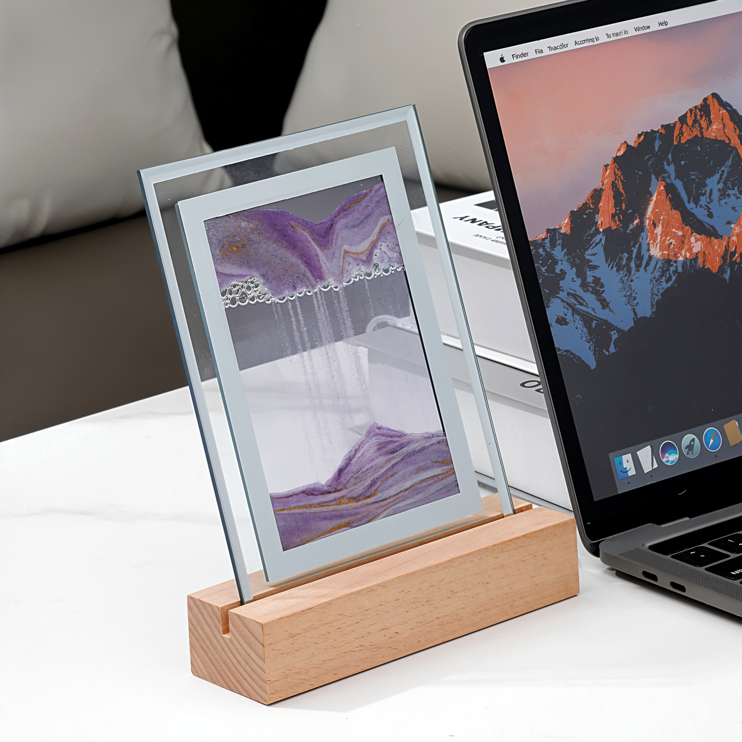 3Dflow nachtlampe - kreativer rahmen mit kunstdekoration aus treibendem sand